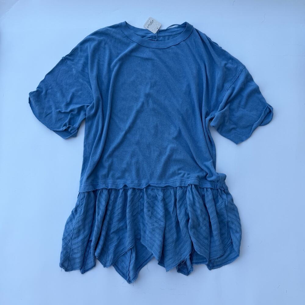 We the Free People Over Me Tee Women’s Small Blue Oversized Blue